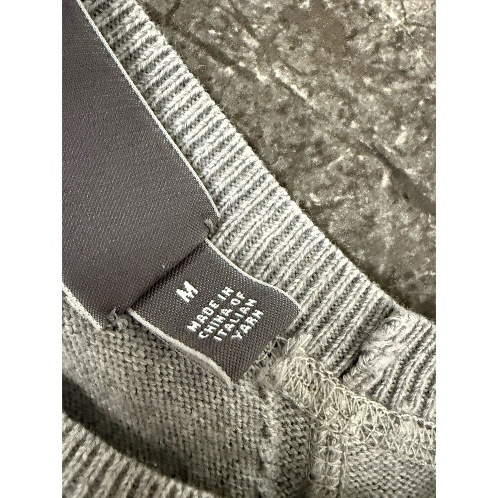 Vince Mens 100% Cotton Crewneck Lightweight Sweater Italian Yarn Elbow Patches M - Picture 10 of 12